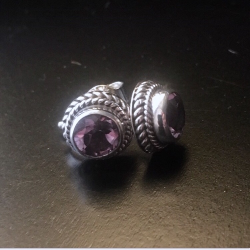 Amethyst Sterling Silver 925 Earrings - Picture 3 of 8